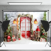 Lofaris Mystisch Weihnachten Szene Schneebedeckt Hütte Funkelnd Hintergrund